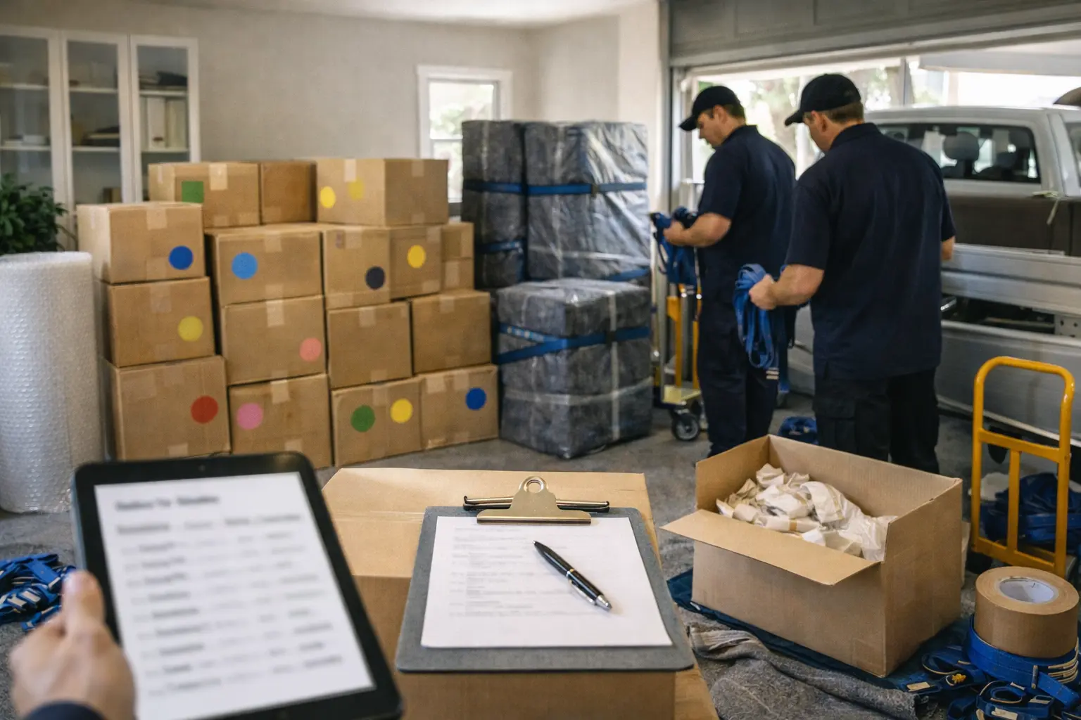 Interstate pack day coordination for Adelaide relocation with staged cartons, wrapped furniture and a planned pickup and delivery schedule
