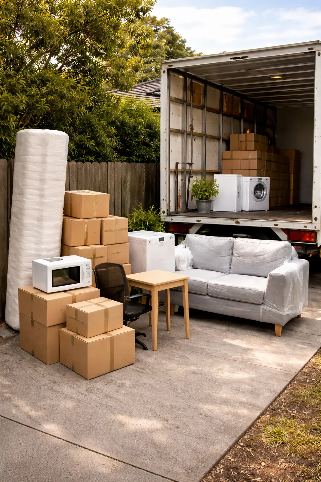 Melbourne to Adelaide small backload service with limited furniture items and a partial household load prepared for shared interstate transport