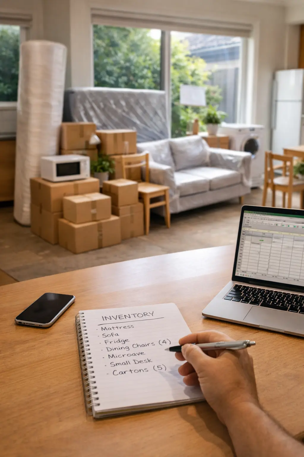 Melbourne to Adelaide small move quote planning with a few furniture items, cartons and details being prepared for an interstate removal estimate