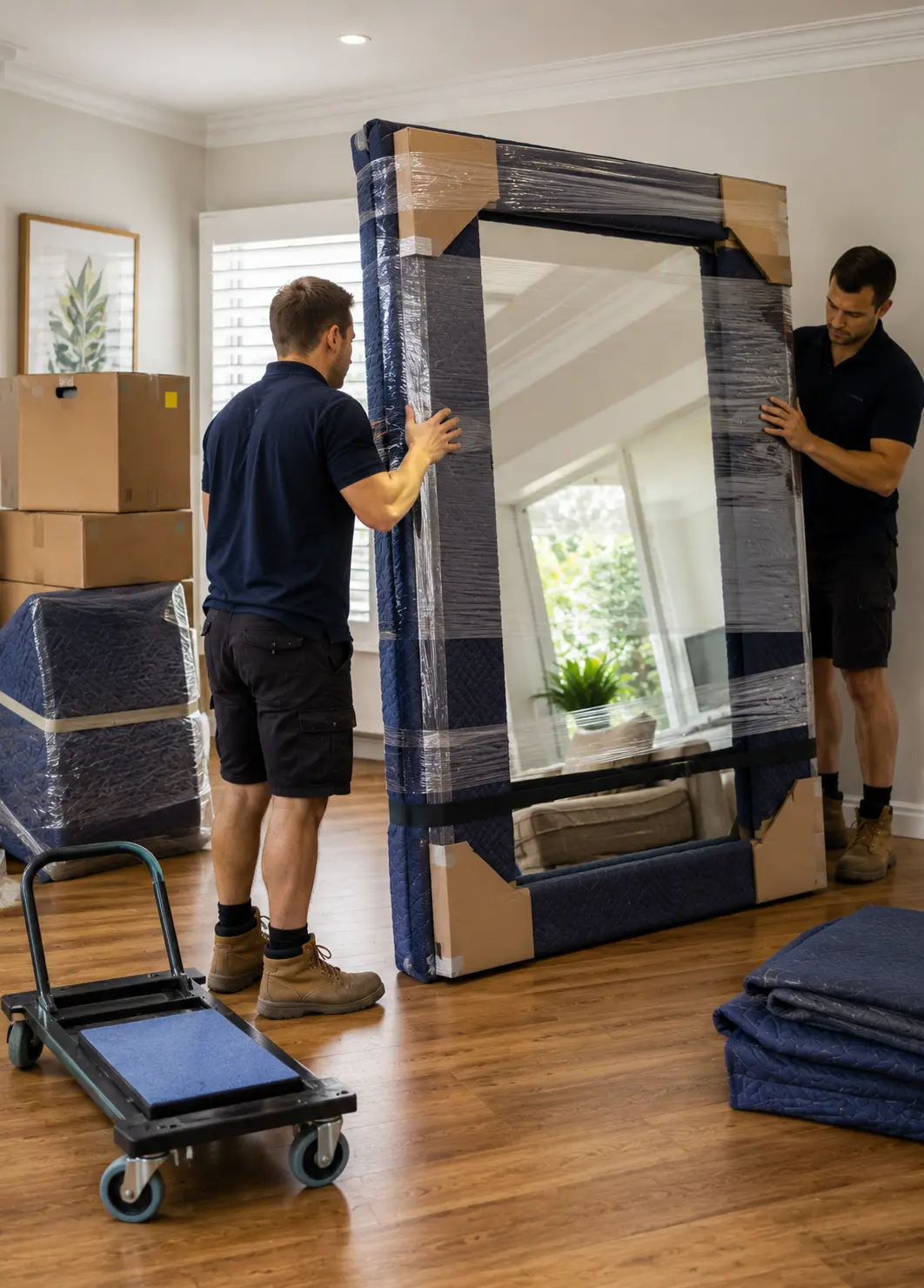 Specialty item interstate removalists in Adelaide wrapping fragile furniture for transport